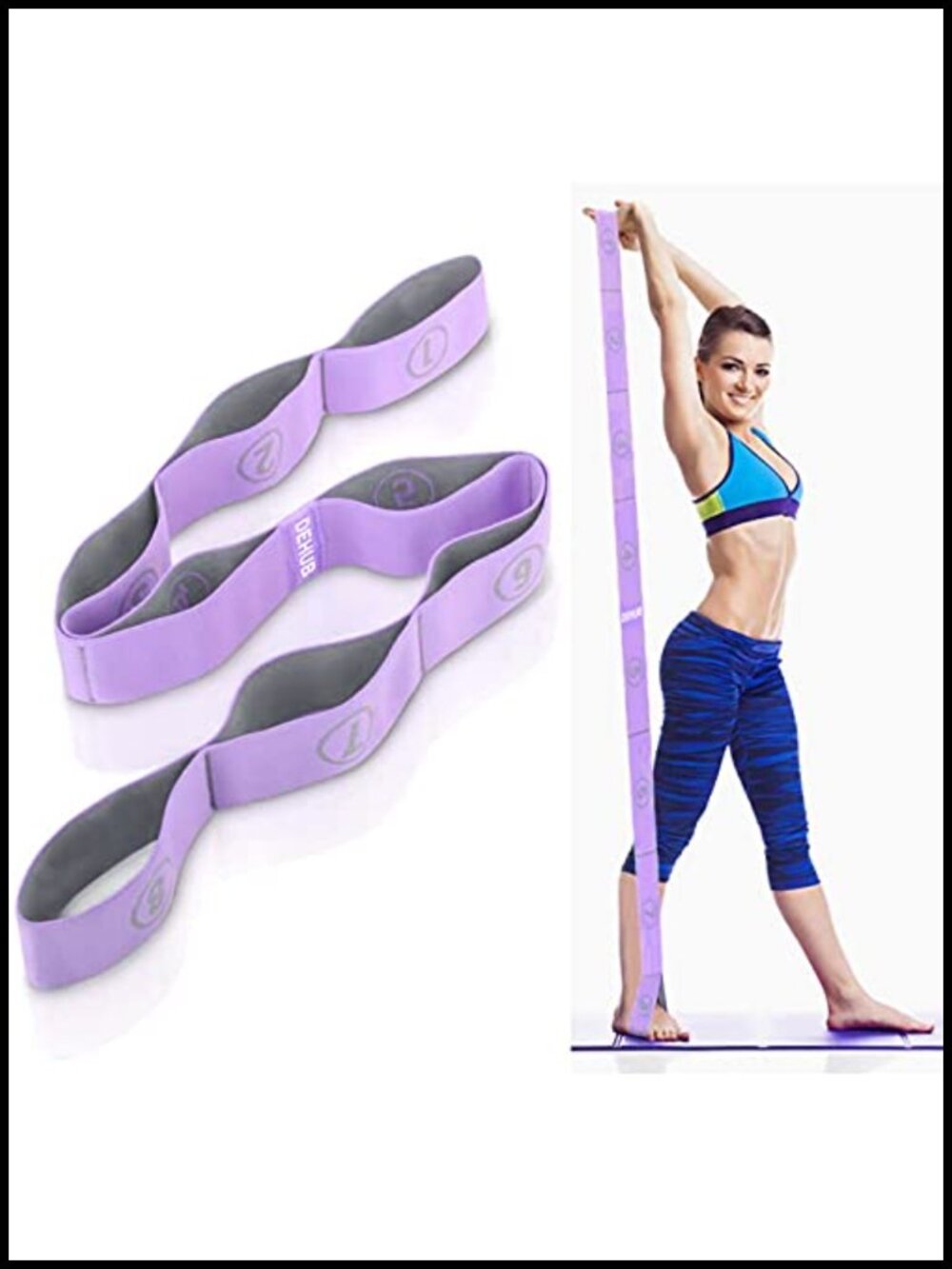 DEHUB Elastic Yoga Stretching Strap Multi-Loop for Physical Therapy Pilates